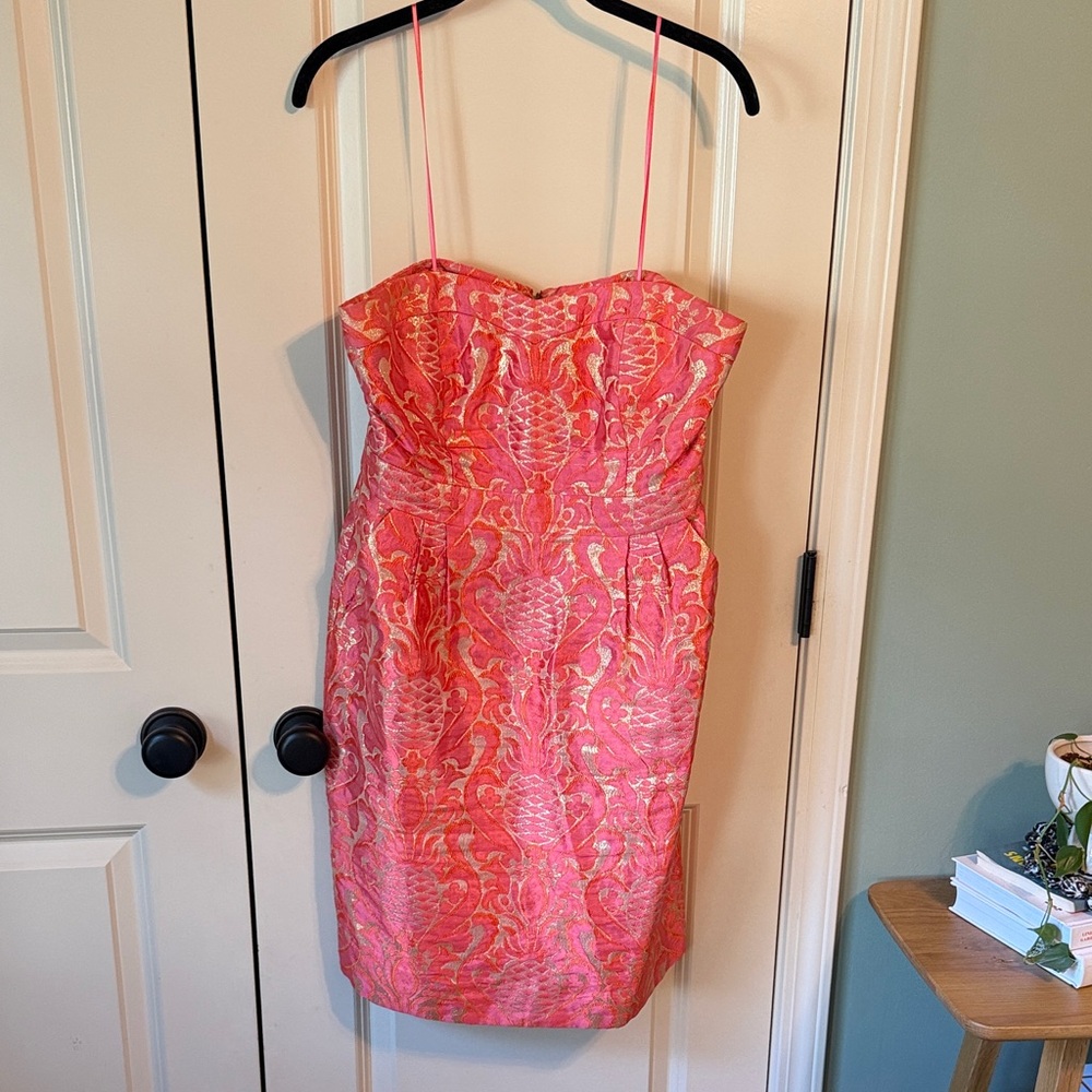 Kate Spade Pink Brocade Strapless Dress